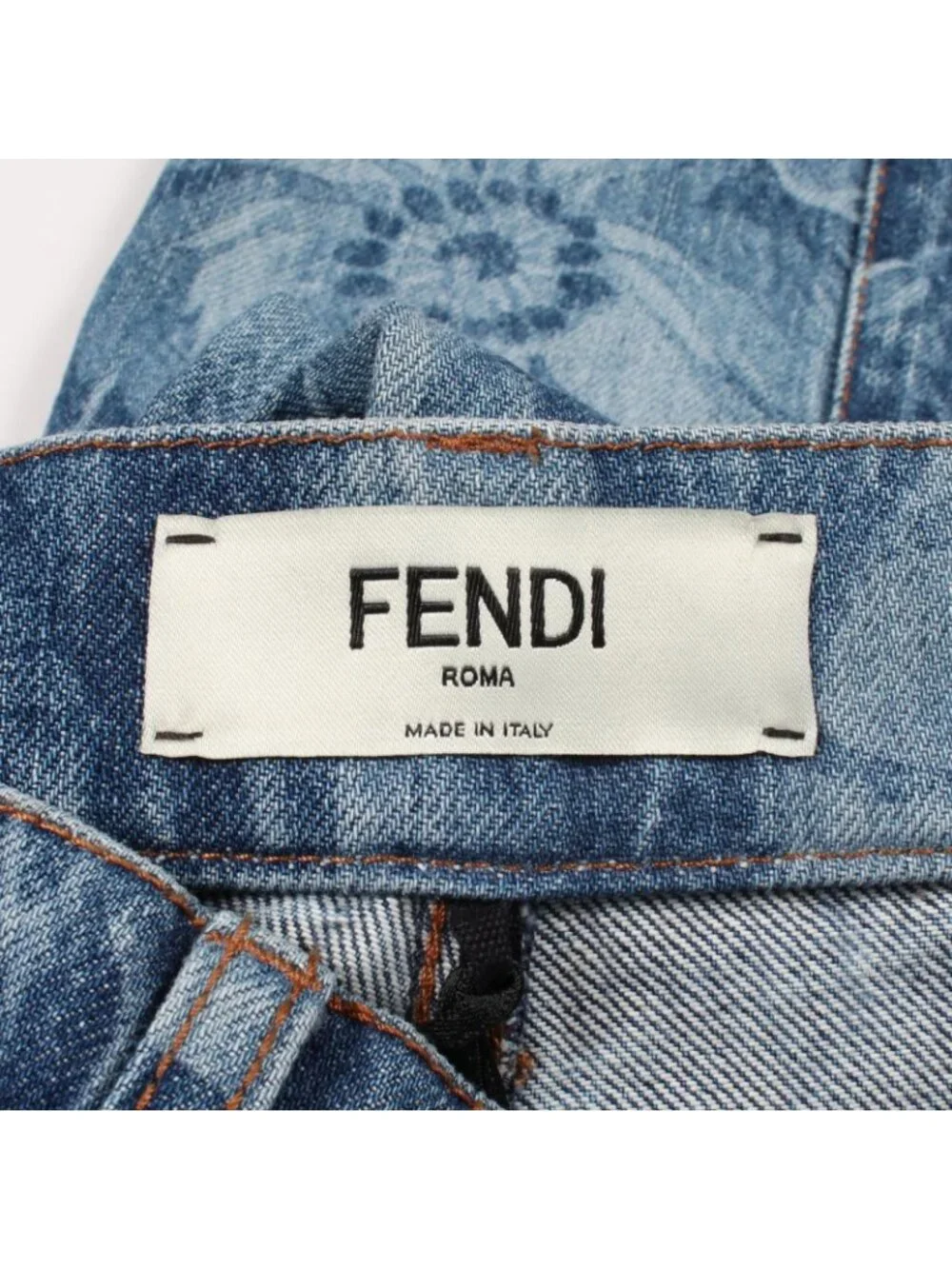 Fendi Denim Pants Floral Pattern Cotton
